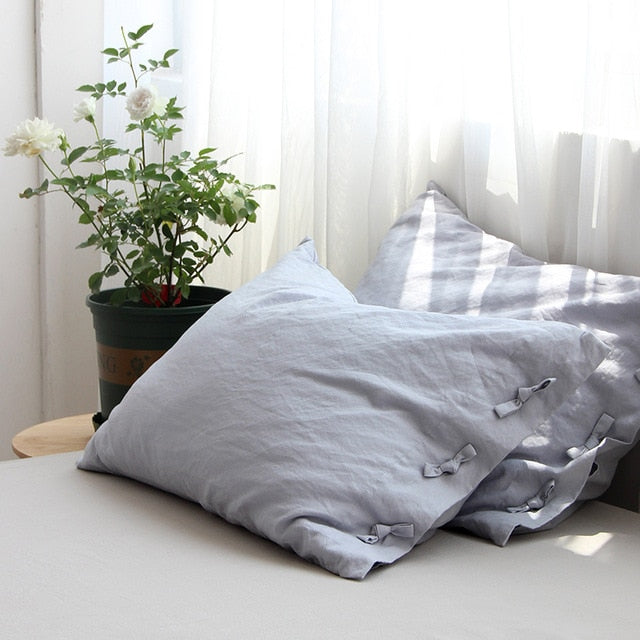 Cotton Linen Bow-knot Pillow Cover