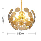 Glass Shade Circular Golden Chandelier | Modern LED | Aurorae