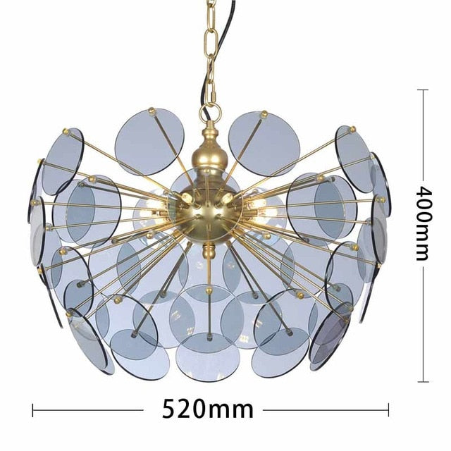 Glass Shade Circular Golden Chandelier | Modern LED | Aurorae