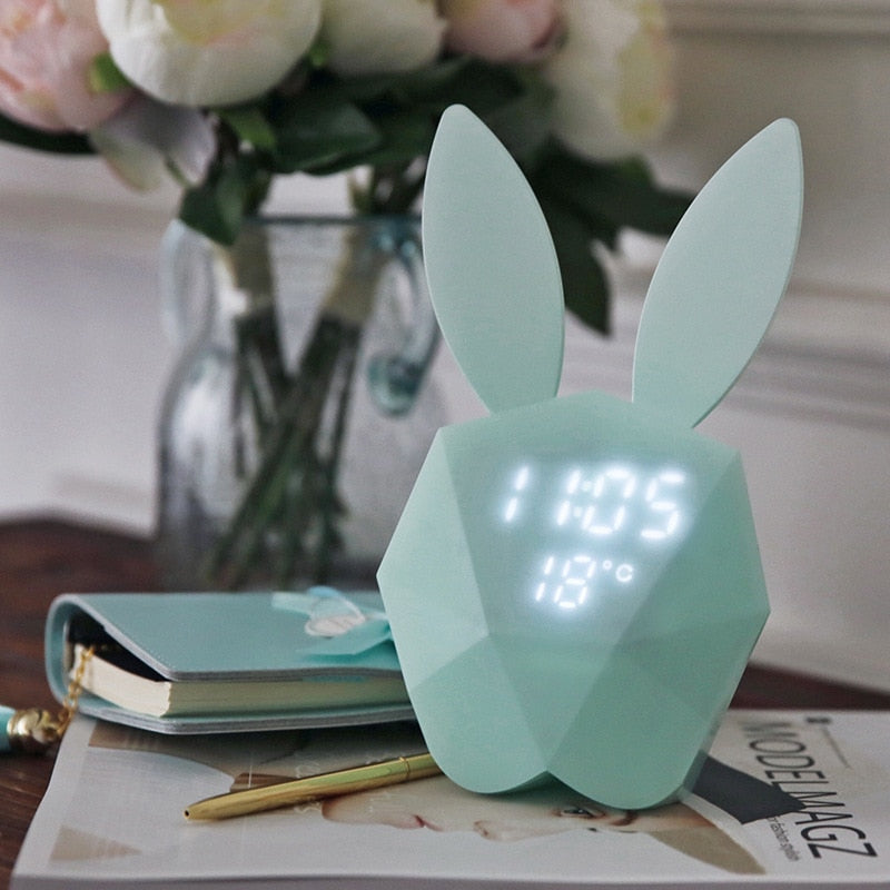Voice control Thermometer Rabbit Shape Clock
