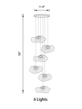 Front view of the 6-light Round Tiered Pendant Light, showcasing its golden acrylic tiers and modern elegance.