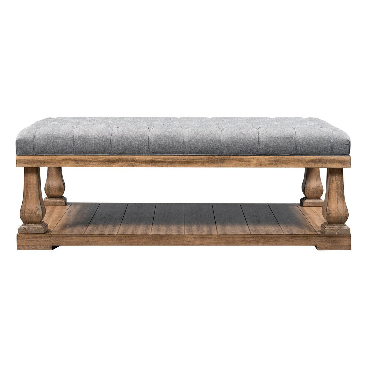Upholstered Storage Bench in Grey