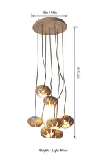 Flower Wooden Chandelier | Natural Brass LED | Aurorae